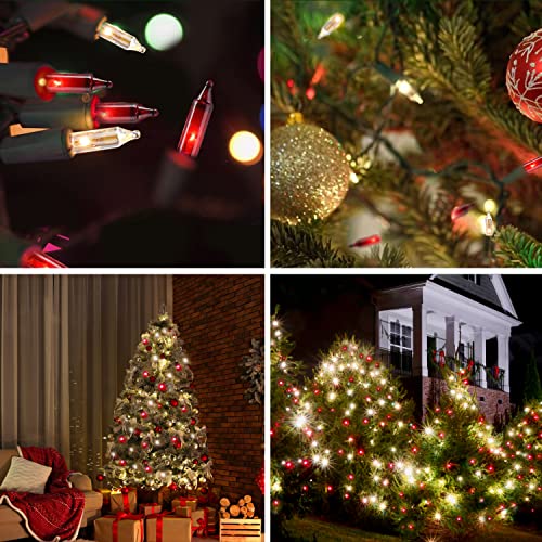 Tupkee Christmas String Lights 100 Count - Incandescent Mini Red And Clear, Candy Cane Christmas Light - 20.6 Feet Light String - Christmas Tree Lights - Indoor & Outdoor Christmas Decorations #TOP4