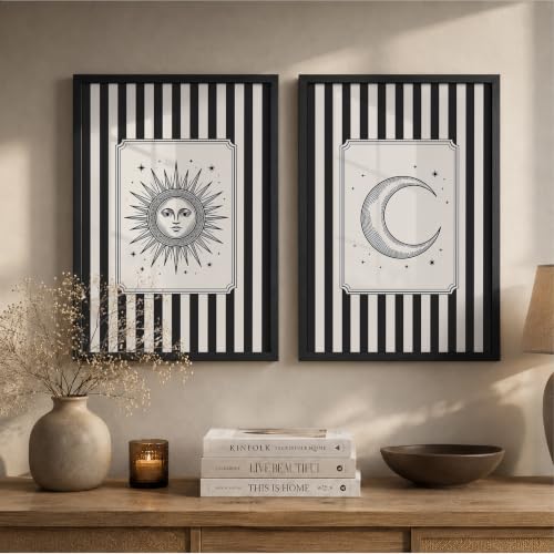 Image of Suneree Modern Wall Art Frame Set of 2 | Premium Minimalist Aesthetic Decor for Living Room, Bedroom & Office (Art 18, 13x19 Inches)