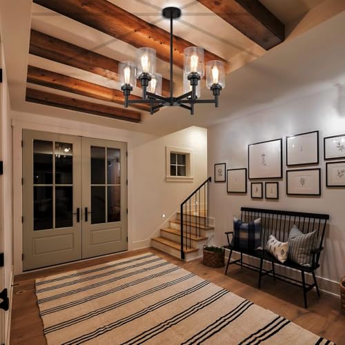 Industrial Black Chandelier – 6 Light Farmhouse Dining Fixture - Image 5