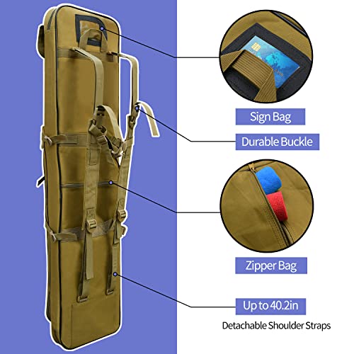RUBY.Q 46\" Rifle Bag, Khaki Tactical Long Rifle Backpack, Portable Shotgun Case for Firearm Storage and Transportation, Suitable for Outdoor Hunting Shooting (46\" Khaki) - Thumbnail 5