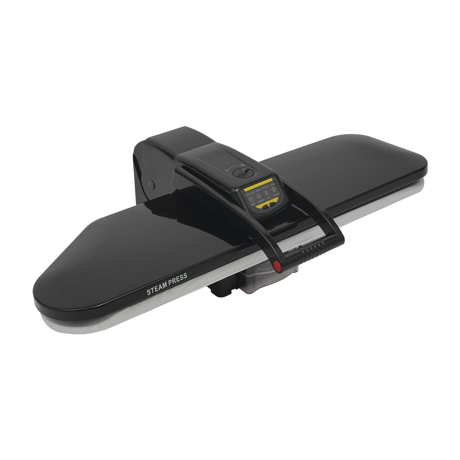 Macchina da stiro da 91,4 cm, 1600 W, con 5 impostazioni del tessuto e LCD, tempo di preriscaldamento di 3 minuti, standby automatico per la biancheria domestica (nero)