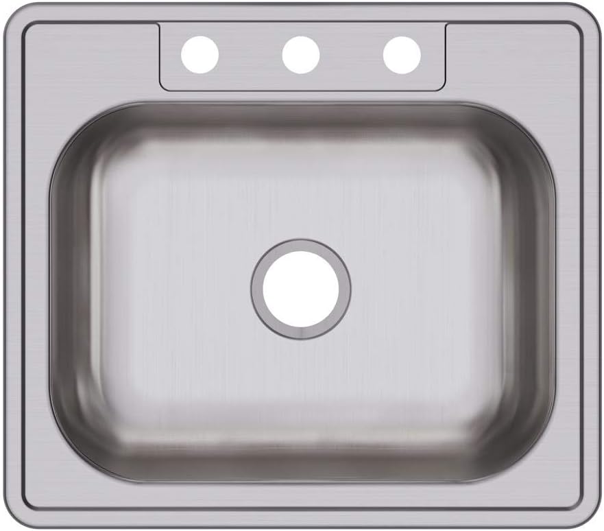 Elkay Dayton D125223 Single Bowl Drop-in Stainless Steel Sink, Satin, 25 x 22