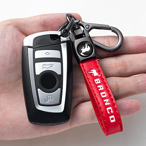 Sdshsm Genuine Leather Car Keychain For Ford Bronco Key Ring For Men And Woean,Car Key Chain Accessories Family Present Red #TOP4