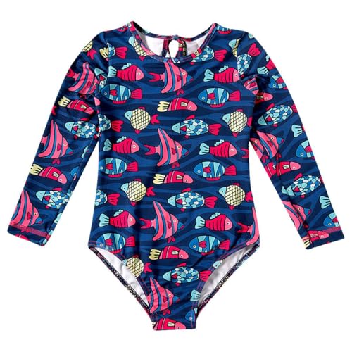 Maiô Manga Longa Infantil Proteção UV 50+ Peixes Marinho Tip Top