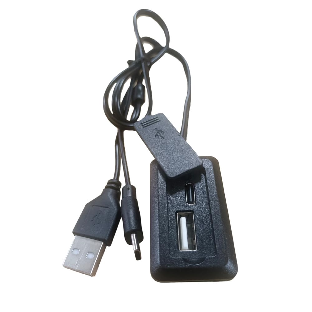 ezonpinzv Waterproof Double Port 2 in 1 USB Male to Female + Type C Male to Female External Cable Holder with 4 Mounting Hole for Backpack,Bag,Suitcase/Luggage Case,Cabinet,Sofa and Vehicle