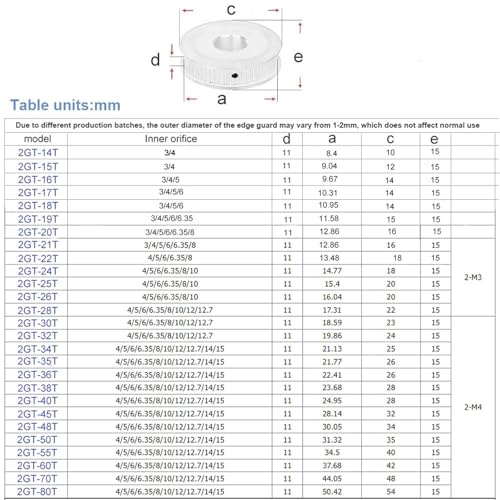 Polea dentada 2GT 28T con polea de transmisión de 8mm para correa de 6mm 5