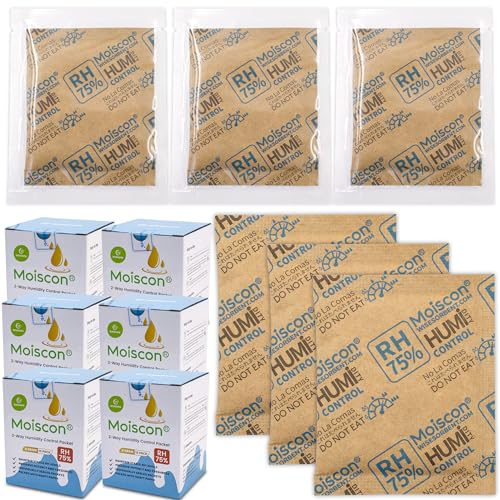 90 Pack 75% RH Size 8 Two-Way Humidity Control Packs for Storing Up to 5 Items, 8 Gram Moisture Control Packets Individually Wrapped for Small Non-Plastic Travel Cases