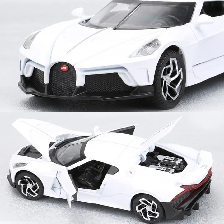 Image of Alokik Enterprise 1:32 Bugati La Voiture Noire Diecast Metal Pull Back Car with 6 Openable Doors with Sound and Light Toy Decoration car Best Gift Toys for Kids 【Color As Per Stock】