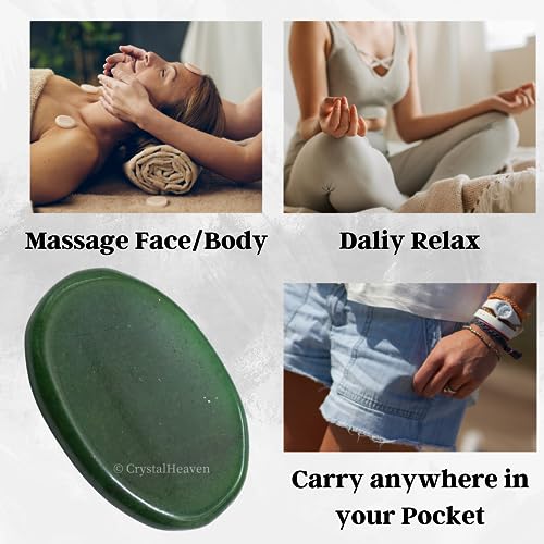 Image of Dark Green Aventurine Crystal Thumb Worry Pebbles Stones For Anxiety