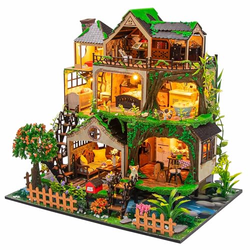 Flever DIY Miniature House Kit, Tiny Home Kit with LED