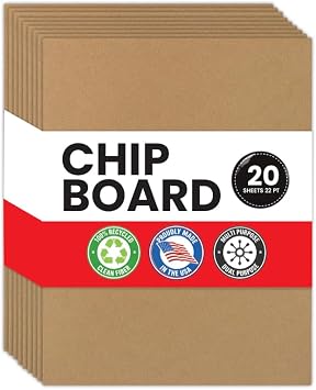 Chipboard Sheets 8.5 x 11 Inch 22pt Thick Chipboard Sheets Kraft Board Cardboard Sheets for Packaging Inserts, Bookbinding, Scrapbooking, Rigid Backing Board for Crafts and DIY Projects Pack of 10