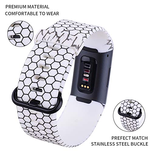 FunBand Compatible with Fitbit Charge 3/Charge 4 Strap Bands,Unique Elegant Floral Pattern Printed Soft Silicone Sport Adjustable Replacement Bracelet for Charge 3/Charge 4 Fitness Activity Wristband - Image 2