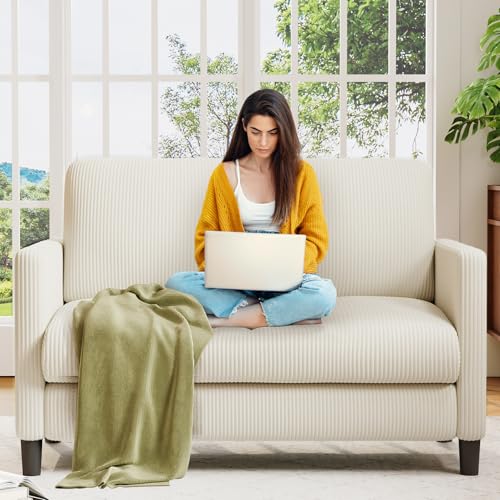 Image of Welzona Loveseat, 51 inch Small Couch, Corduroy Love Seat, Small Loveseat Sofa