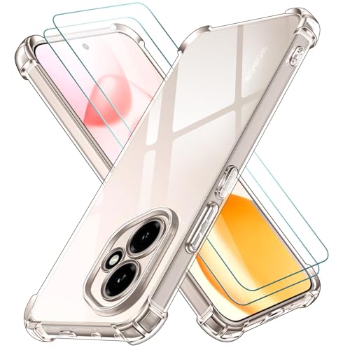ivoler 3 in 1 Funda para Honor 400 5G con 2 Piezas Cristal Templado, Transparente Carcasa Protectora Antigolpes Case, Suave TPU Silicona Anti-Choques Caso