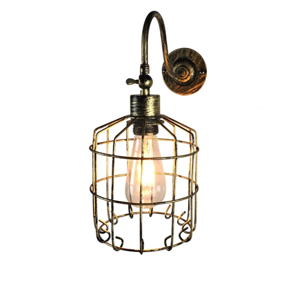 HPTHLY Wall Mounted Light American Industrial Wall Light Vintage Gooseneck Wrought Wall Lamp Bedroom Living Room Corridor Wall Sconce Restaurant Bar Stair Wa(Brass)
