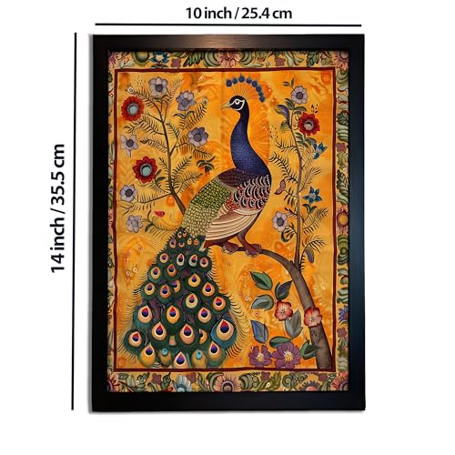 Image of redbakers.in Peacock Wall Art Print, Framed Paintings, Living Room Decor Vastu || Stylish Picture Frame for Home & Office Decoration|| Best Gift Size 10 x 14 Inch (Modern, NATALIA, 10 X 14 Inch)