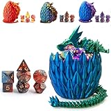 DND Dice Set (7 Pieces) and 3D Printed Dragon Egg,Easter Basket Stuffers,Fidget Toys,Surprise Dragon Egg and Polyhedral Dice Set with Gift Box,Playing Game with Dragon Eggs for RPG DND MTG