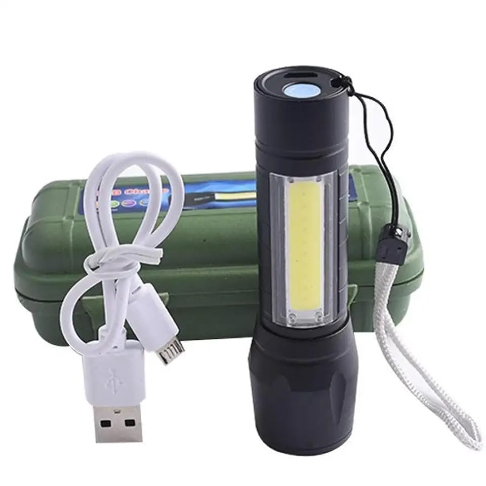 Image of LED Torch Rechargeable, Super Bright Adjustable Focus Flashlight, 3 Lighting Modes, Long Battery Life, Waterproof Pocket Size Torch for Power Cuts, Emergency, Camping, Hiking, Outdoor (Single Torc