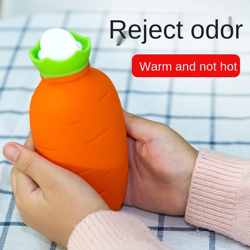 JINGYAN Termofory Silikonowa butelka gorącej wody ładny rzodkiewka gorące opakowania zima ręka cieplejsza mikrofalowa ogrzewanie nadaje się do wszystkich sezonów(Orange)