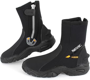 SEAC Pro HD 6mm Neoprene Diving Socks with Side Zip and Hard Rubber Sole Unisex Adult