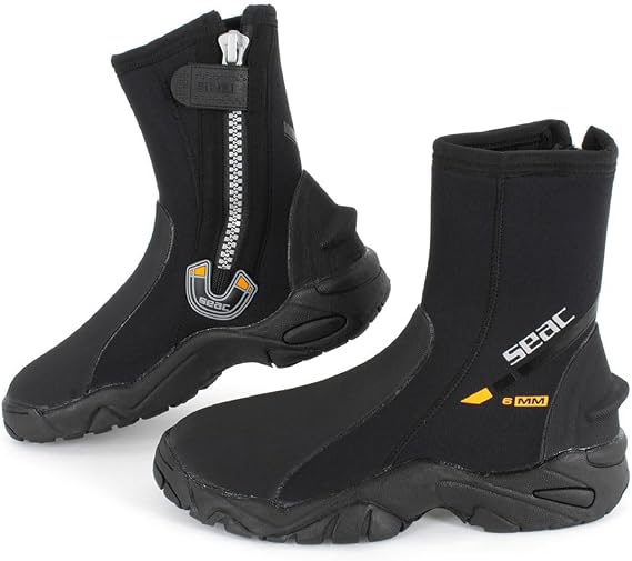 SEAC Pro HD 6mm Neoprene Diving Socks with Side Zip and Hard Rubber Sole Unisex Adult