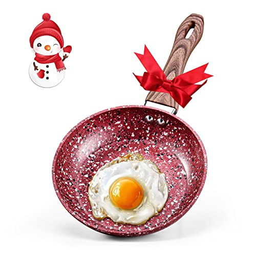 CSK 8" Nonstick Frying Pan - Frying Pan with Natural Textured Bakelite Handle, 100% APEO & PFOA-Free Granite Coating, Stone Earth Frying Pan and Skillet Cookware, Ideal for Self-Cooking