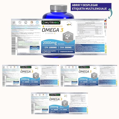 Miniatura 7 de Omega 3 Capsulas 2000mg Por Dosis Diaria 2 Cápsulas Epa 1000mg 500mg Dha - Sabor Vainilla - Omega 3 Epa Y Dha - Superconcentrado - Destilado Molecularmente - 120 Cápsulas - Hasta 4 Meses