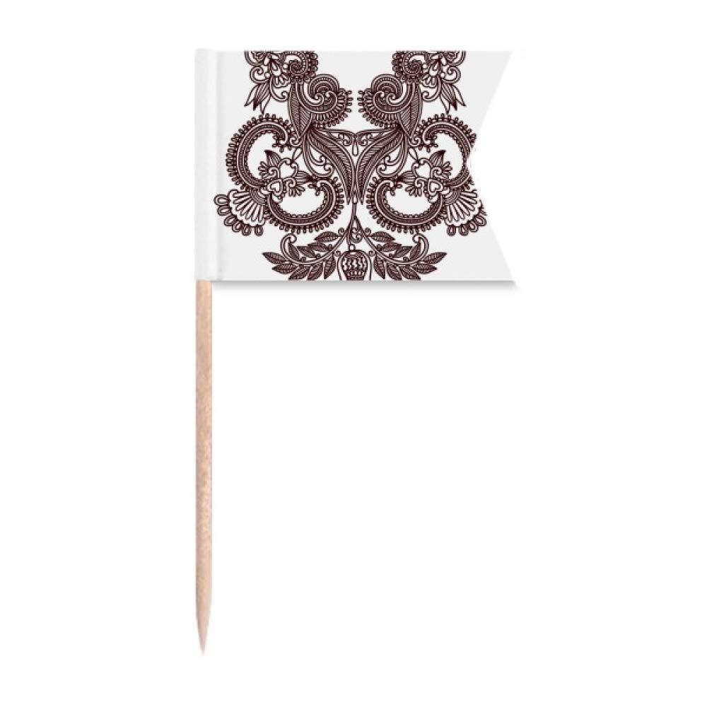 Cure-dents Drapeaux Fleur et Symétrie en Bois pour Marquage de Gâteau