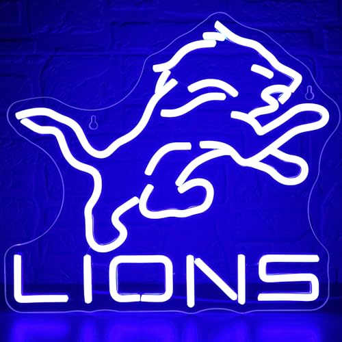 Football Neon Sign for Wall Decor Dimmable Lions LED Light Up Sign Football Sports Room Decor for Boys Bedroom Light Signs for Man Cave Club Gifts for Sports Fans Men Boys Size 14.6 * 13 inch(FMCP102)