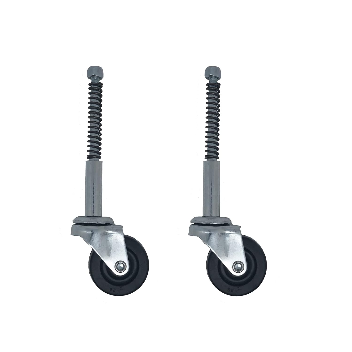 Ladder Caster Set of 2 | Spring Loaded 3 Wheel | 5/16 threaded stem