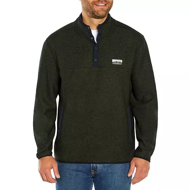 Eddie Bauer Men's 1/4 Snap Sweater Fleece Pullover (US, Alpha, Medium, Regular, Regular, Heather Forest Night)