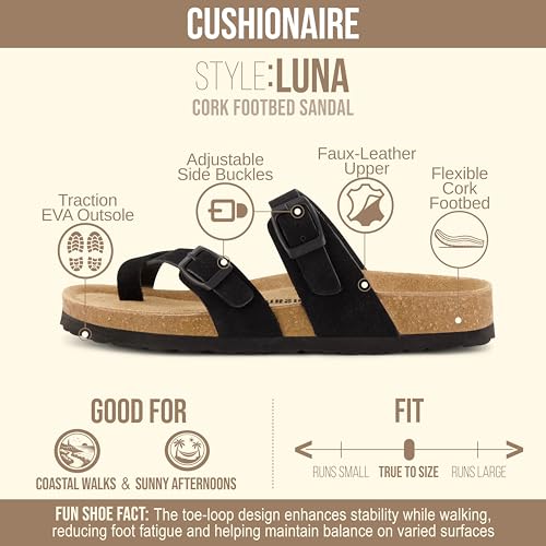 Image of CUSHIONAIRE Women's Luna Cork Footbed Sandal With +Comfort