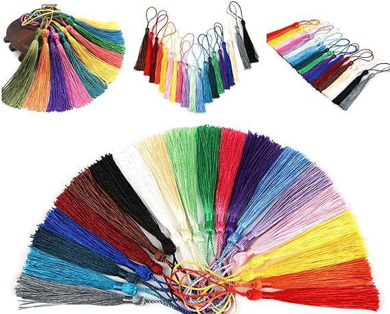 KAYZON Jewelry Making DIY Projects Bookmarks Tassels with 2 inch Cord Loop for Souvenir, Sewing, Gift Tag (Multicolor) (Pack of 75)