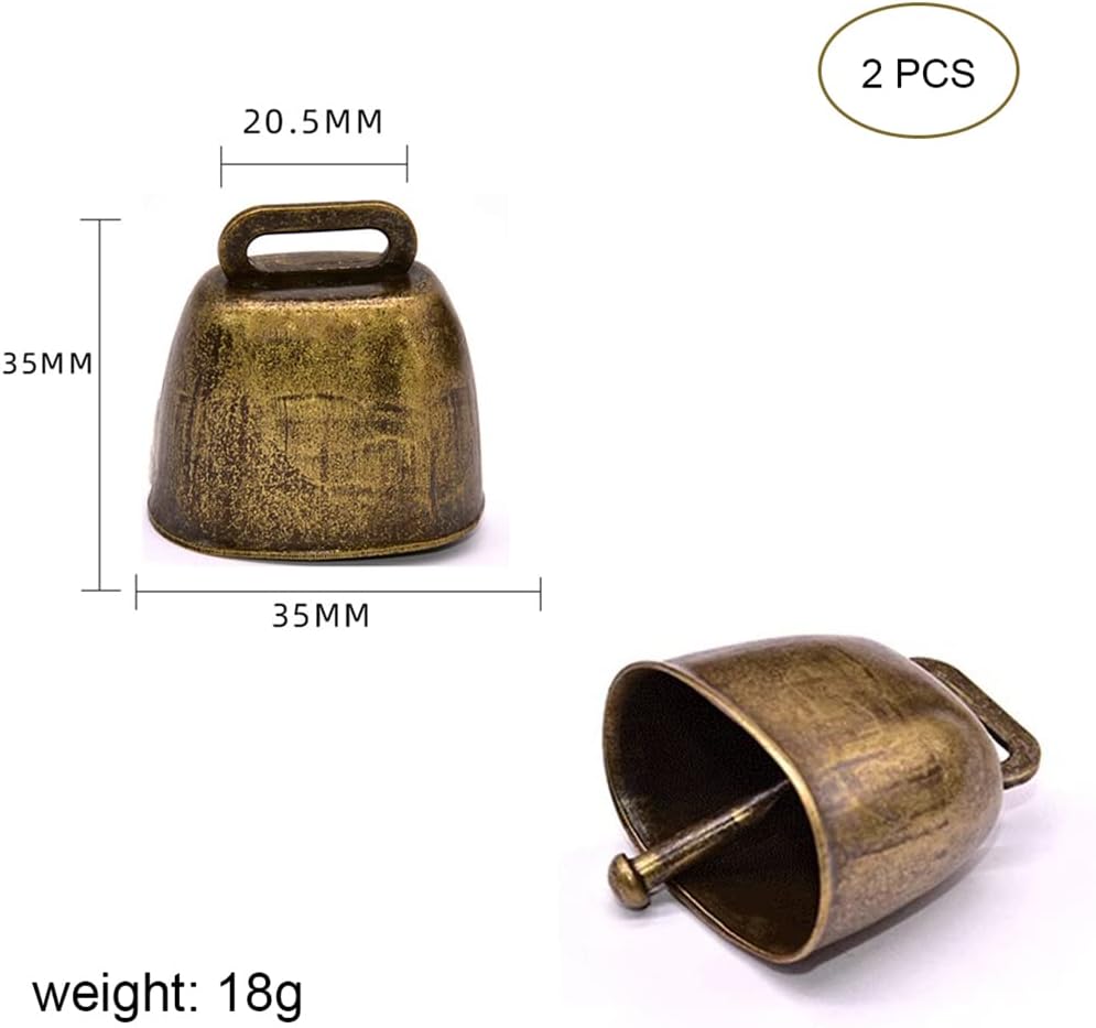 Houhounb Sheep Bells and Nylon Collar Set Small Brass Pet Copper Bells Cow Horse Sheep Anti-Lost Grazing Bells Cattle Farm Bronze Bell Pet Anti-Theft Accessories Bell - Image 4