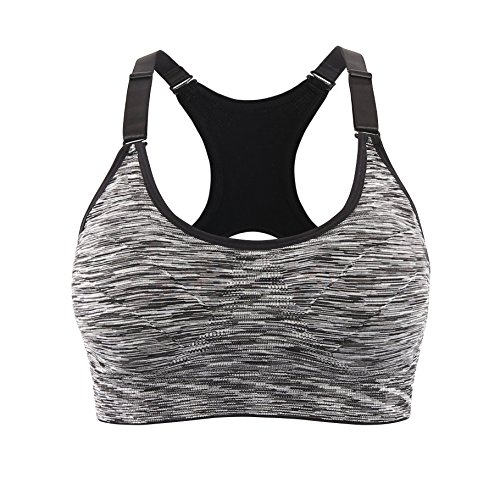 CLOUSPO Lot de 1 ou 4 Brassière Sport Femme Soutiens Gorge de Sport sans Armature Lingerie Coussinet Amovible Space Dye (Noir, S) Cover