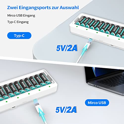 Dlyfull AA AAA Caricabatterie Pile Ricaricabili