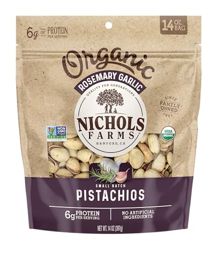 Image of Nichols Farms Organic InShell California Pistachios, Healthy Protein Snack, Rosemary Garlic, 14oz