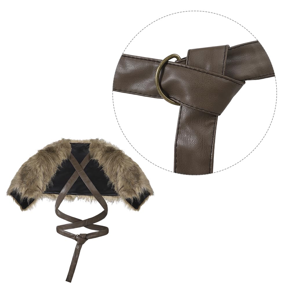 Mantello in pelle di pelliccia medievale Cavaliere vichingo oggetti di scena di ruolo Armatura per spalle in pelle di pelliccia a vapore rinascimentale Accessorio per abo cosplay