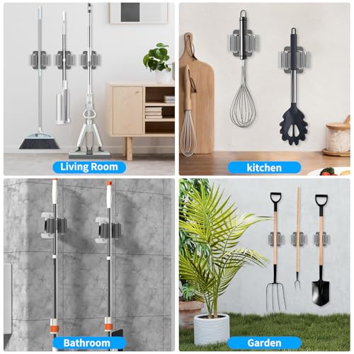 Support balais mural en argent pour optimiser le rangement de votre cuisine - 8