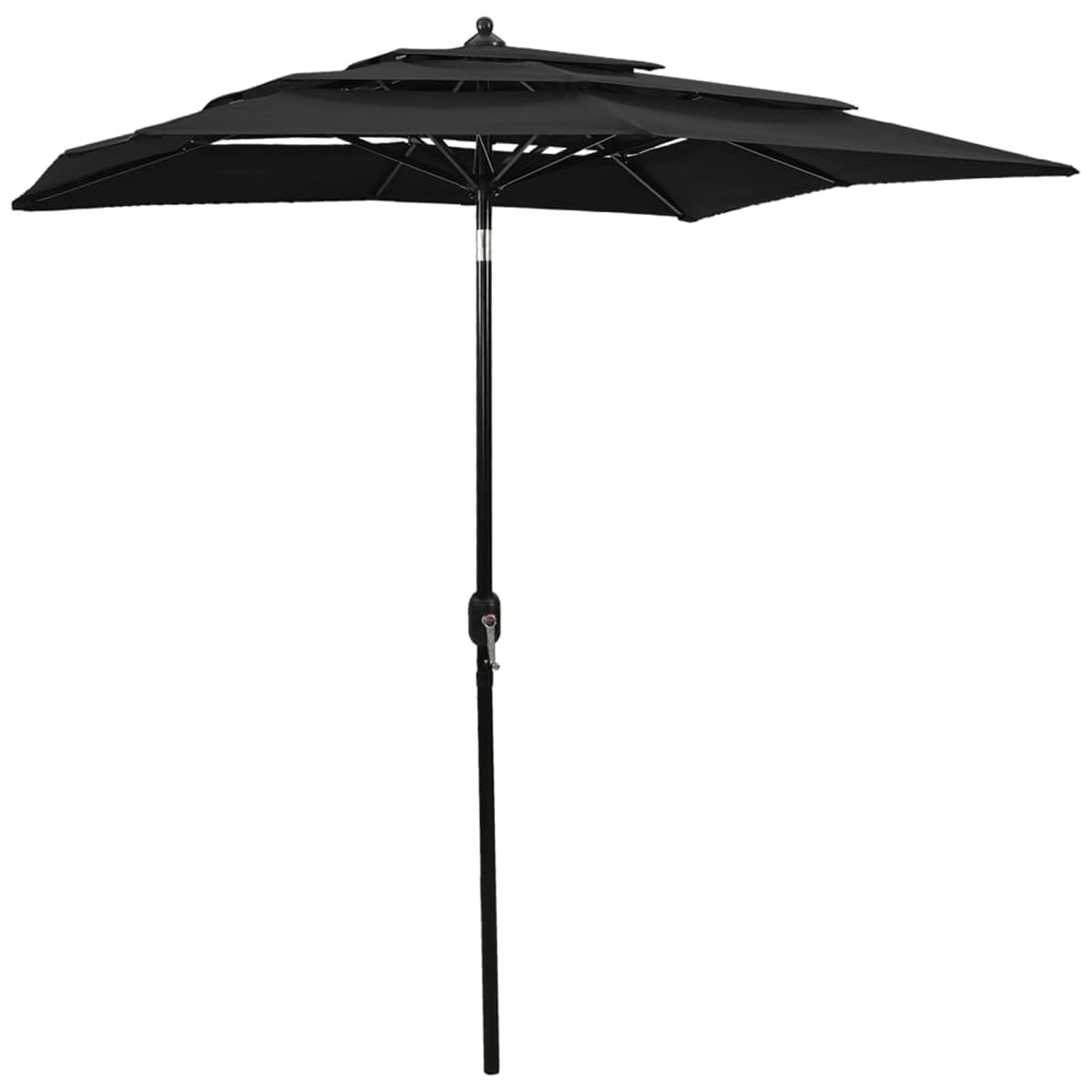 BULANED Sombrilla de 3 niveles con poste de aluminio negra 2x2 m, Parasoles De Jardin, Sombrilla Piscina, Sombrilla Terraza Exterior, Parasol Playa, Sombrillas Para Jardin - 313850