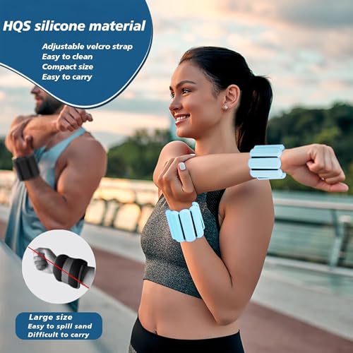 Image of Wrist Ankle Weights for Women 2 Pack(1lb Each), Ideal for Strength Training | Adjustable Silicone Wearable Arm and Leg Weights for Pilates, Gym, Yoga, Cardio. Waterproof, Anti slip, Sweat Proof