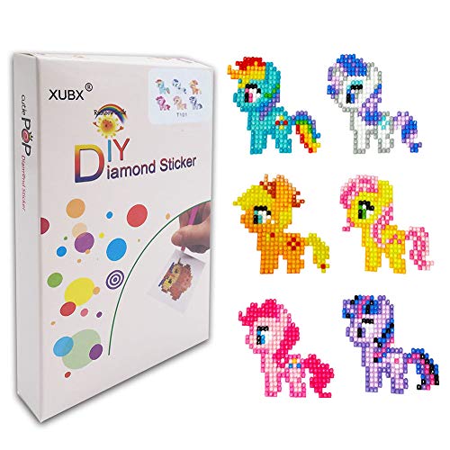 XUBX 5D DIY Diamond Painting Kits for Kids, Mosaic Sticker by Numbers Kits Arts and Crafts Set for Children (Horse)