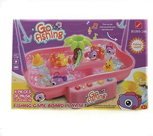 Paya Children's Electric Simulation Magnetic Diaoyutai Early Learning Educational Toys Music Family Games Fishing Plate Toys - Pink