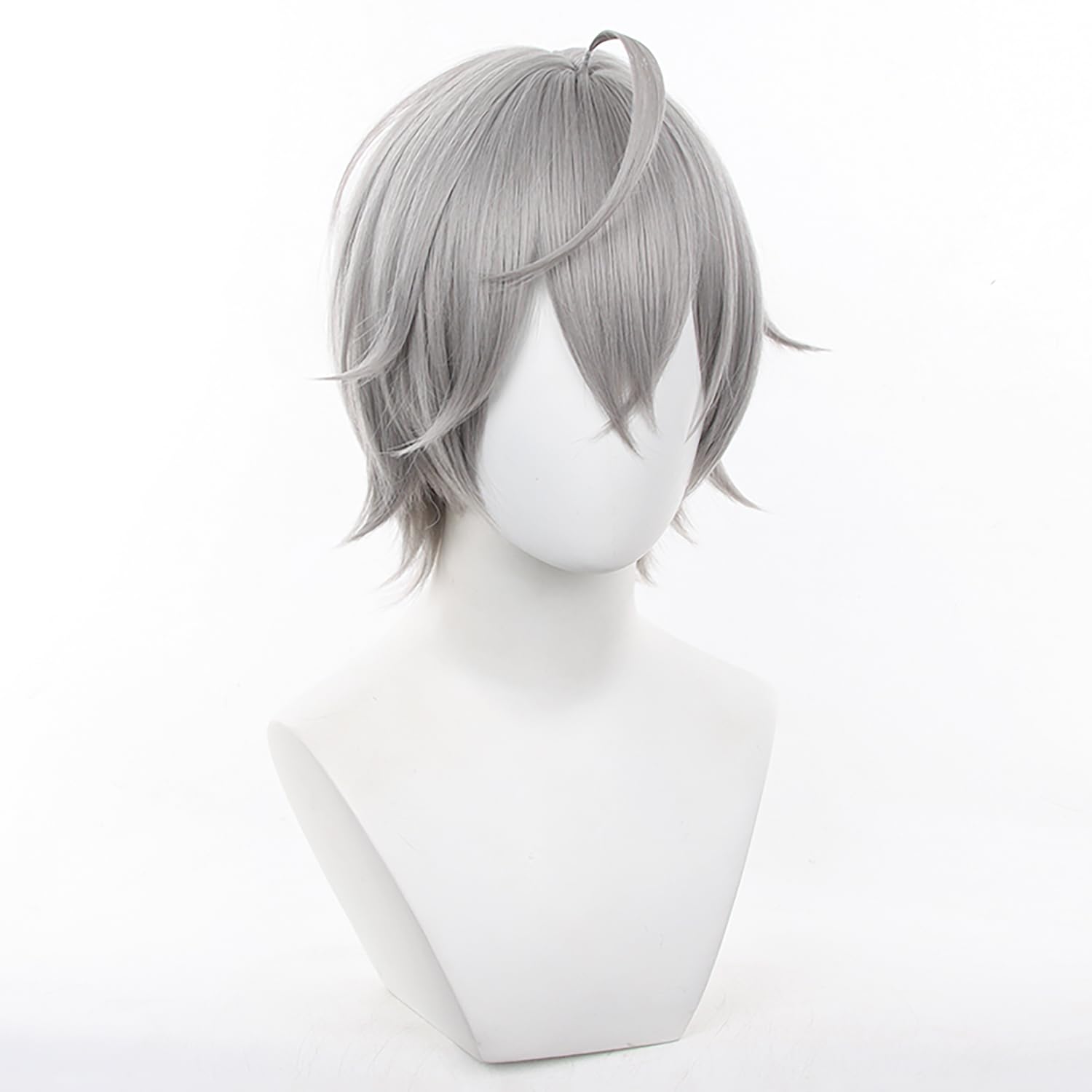 Grey Short Wig for Men with Bangs Heat Resistant Synthetic Straight Costume Hair for Unisex Women Men Halloween Cos Anime Party Replacement Wigs - Image 4