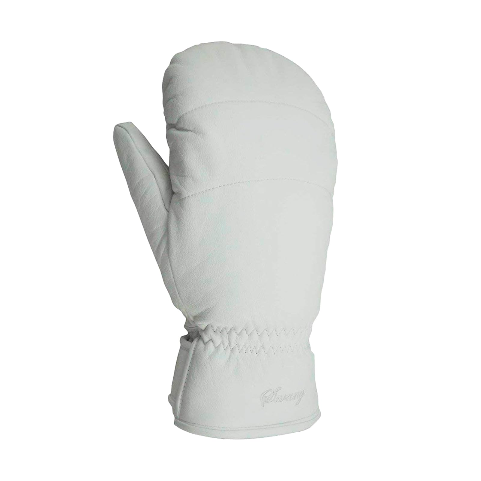 Swany Women's Ally Insulated Warm Durable Breathable Waterproof Winter Cold-Weather Leather Ski Mittens, White, Medium