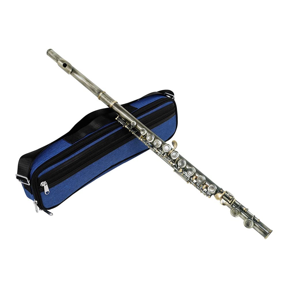 Flauta De 16 Teclas con Orificio Cerrado, For Estudiantes Principiantes, con Estuche, Varilla De Afinación, Paño Y Guantes(Brass)