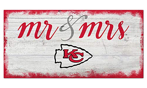 Image of Fan Creations NFL Kansas City Chiefs Unisex Kansas City Chiefs Script Mr & Mrs Sign, Team Color, 6 x 12