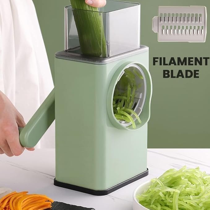 Image of Manual Vegetable Grater & Slicer, Multifunctional Rotary Drum Cutter, Cheese Grater, Salad Cutter, Vegetable Shredder, Mandoline Chopper, Salad Maker with Stainless Steel Blades