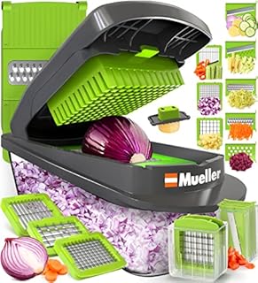 Mueller Pro-Series 10-in-1, 8 Blade Vegetable Slicer, Onion Mincer Chopper, Vegetable Chopper, Cutter, Dicer, Egg Slicer with Container