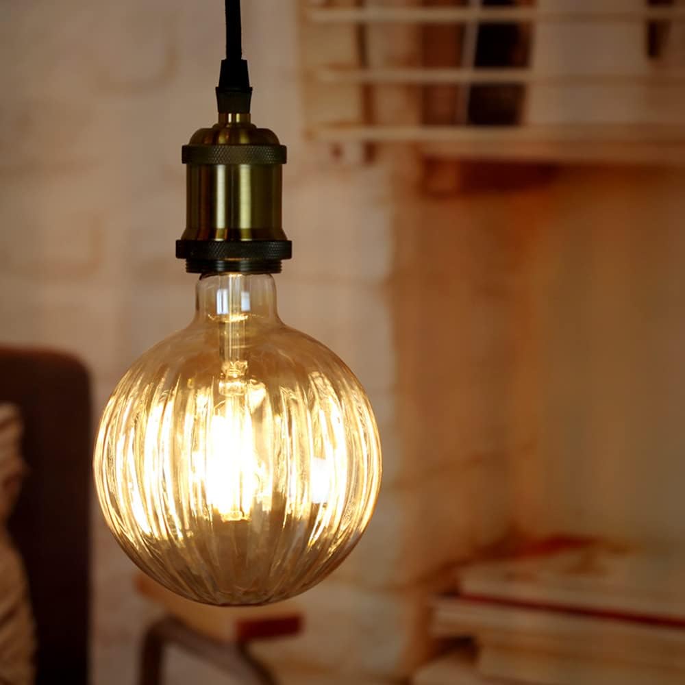 LED Bulb Vintage 4W Warm White 2500Kelvin Big Globe Melon Shaped Led Filament Bulb 110/130V Edison Screw E26 Base Specialty Decorative Light Bulb G125